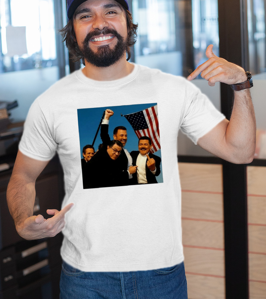Jimmy Kimmel Stephen Colbert Seth Meyers American Flag Comedy Showdown T-Shirt