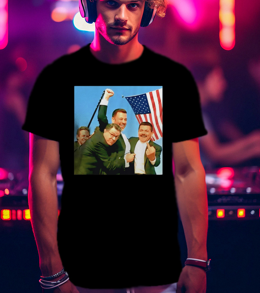 Jimmy Kimmel Meme American Flag Satire T-Shirt