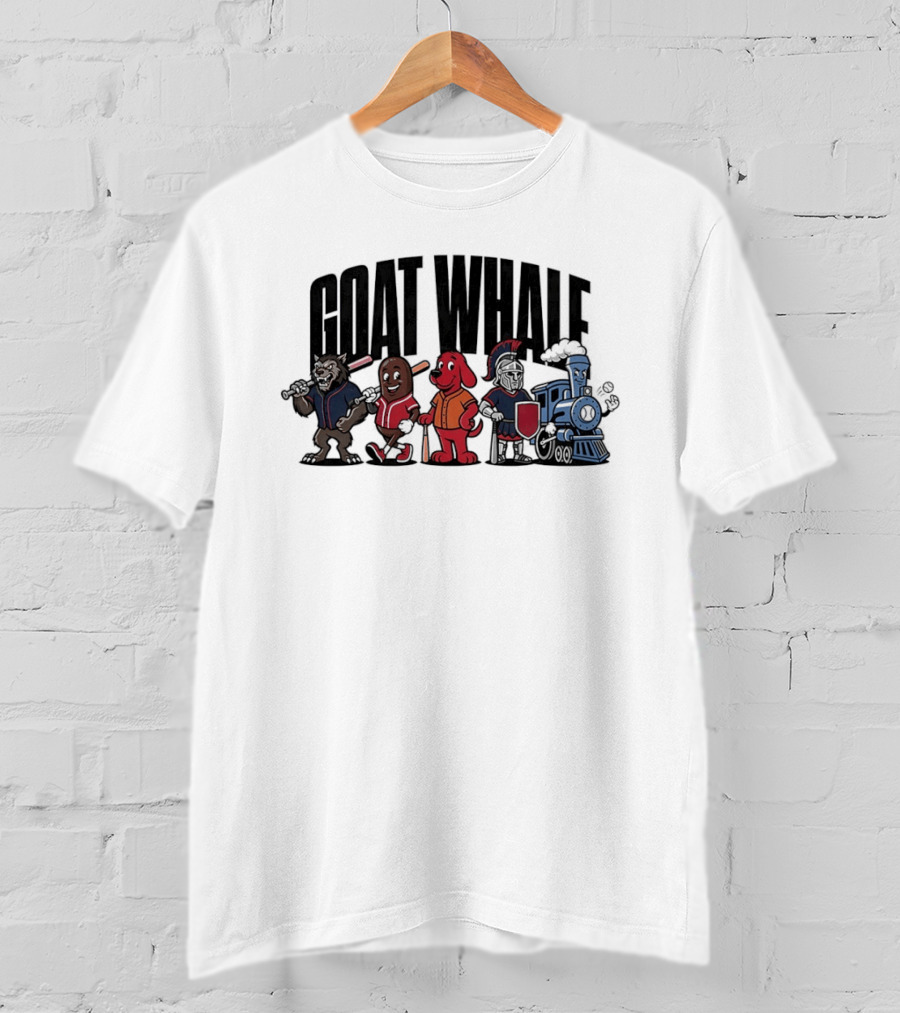 GOAT WHALE Cartoon Characters Baseball Wolf Sausage Dog Roman Train T-Shirt
