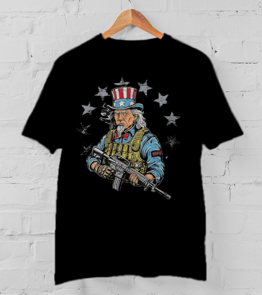 Uncle Sam 250th Soldier Patriotic Tactical Tribute PAFO Stars T-Shirt