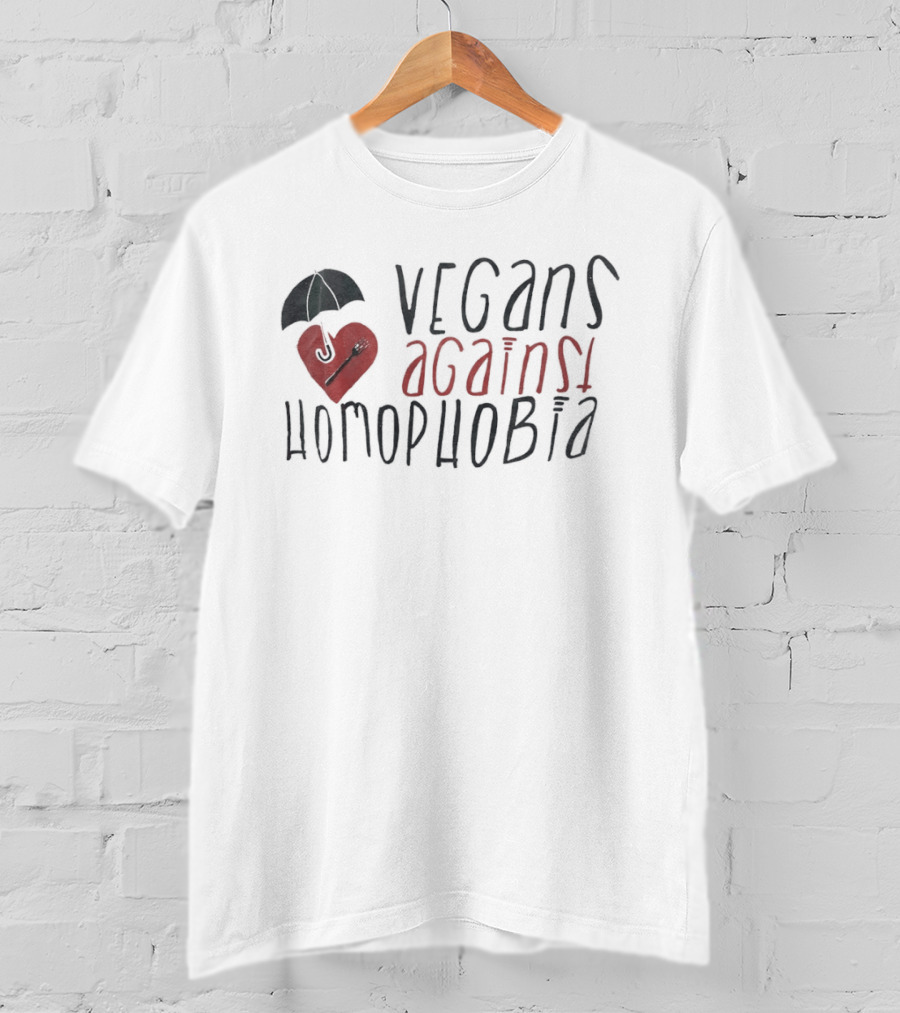 Vegans Against Homophobia Heart Umbrella Fork Spoon T-Shirt