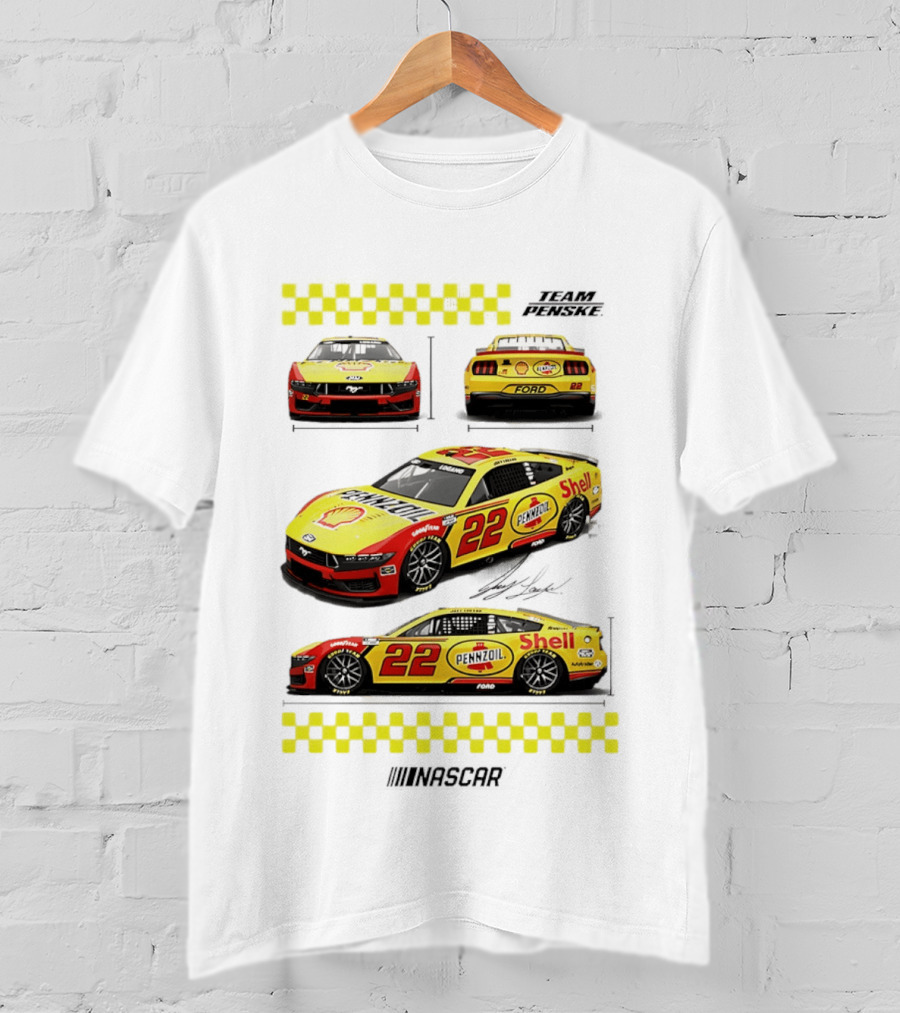 Joey Logano Pennzoil Shell 22 Ford Mustang NASCAR Team Penske Racing T-Shirt