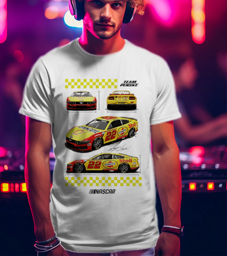Joey Logano Pennzoil Shell 22 Ford Mustang NASCAR Team Penske Racing T-Shirt