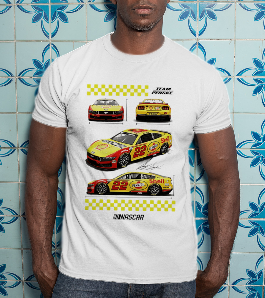 Joey Logano Pennzoil Shell 22 Ford Mustang NASCAR Team Penske Racing T-Shirt