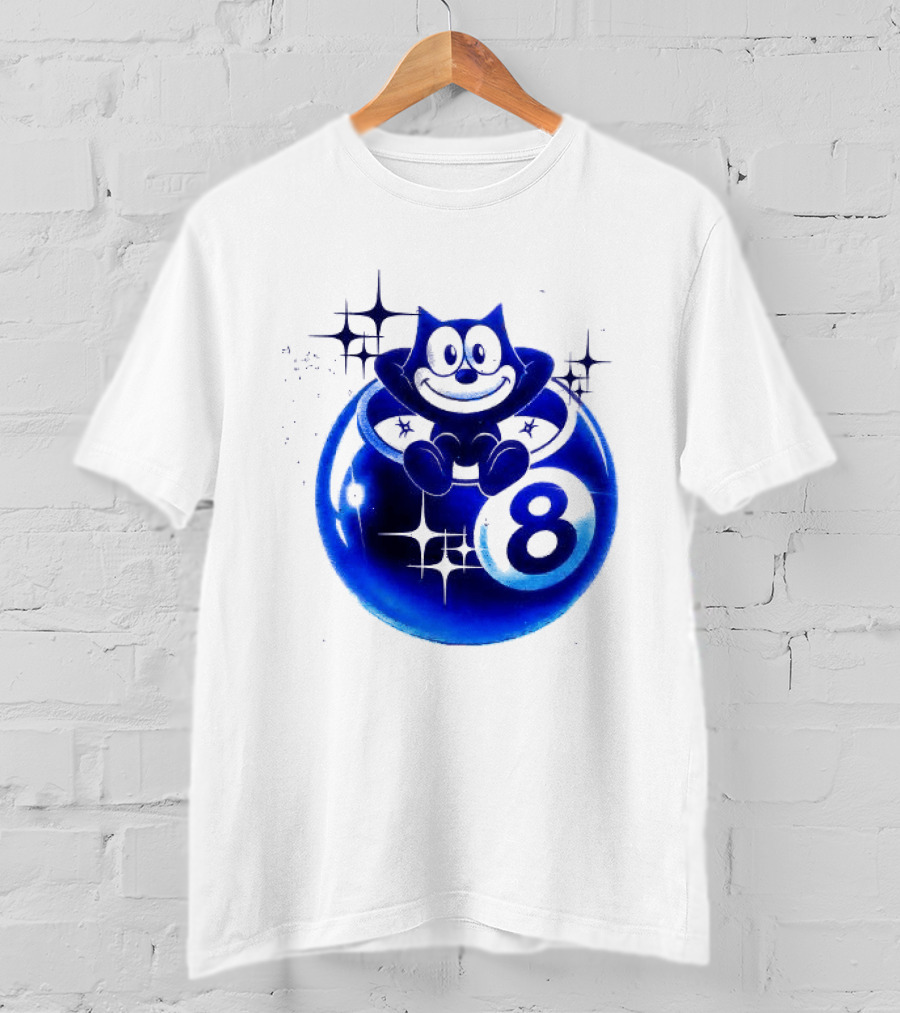 Felix The Cat Vintage Classic Figure Eight Ball Stars T-Shirt