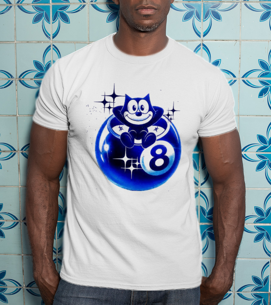 Felix The Cat Vintage Classic Figure Eight Ball Stars T-Shirt