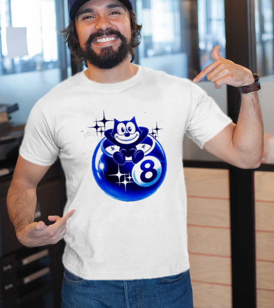 Felix The Cat Vintage Classic Figure Eight Ball Stars T-Shirt