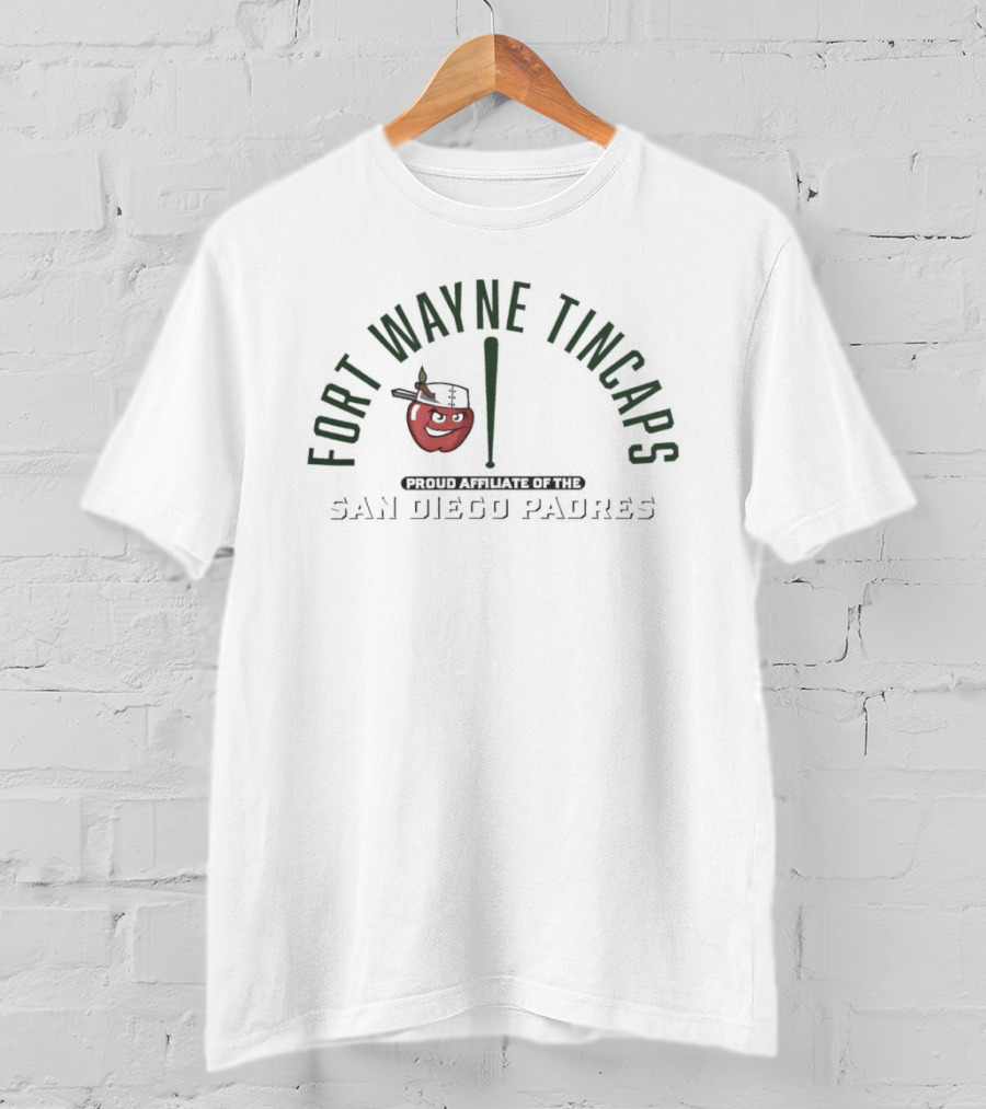 Fort Wayne TinCaps San Diego Padres Affiliate Red Apple Bat T-Shirt