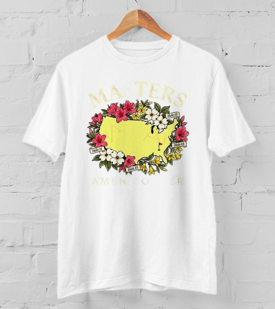 Masters Golf Tournament Augusta National Golf Club 2026 Hole 11 12 13 Map Flower T-Shirt