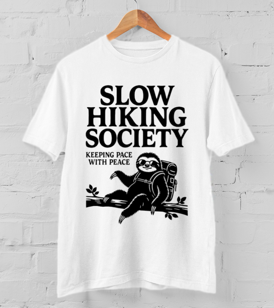 Slow Hiking Society Sloth Keeping Pace With Peace T-Shirt