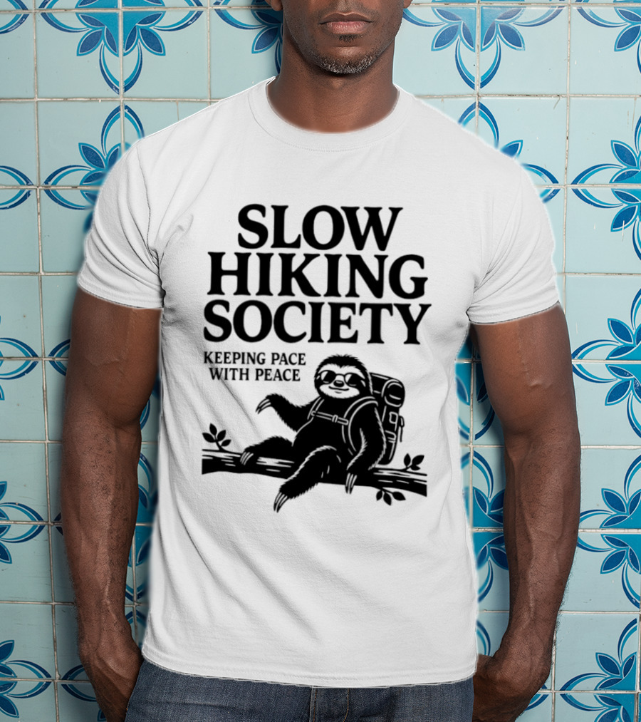 Slow Hiking Society Sloth Keeping Pace With Peace T-Shirt