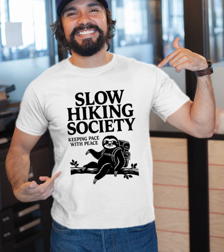 Slow Hiking Society Sloth Keeping Pace With Peace T-Shirt