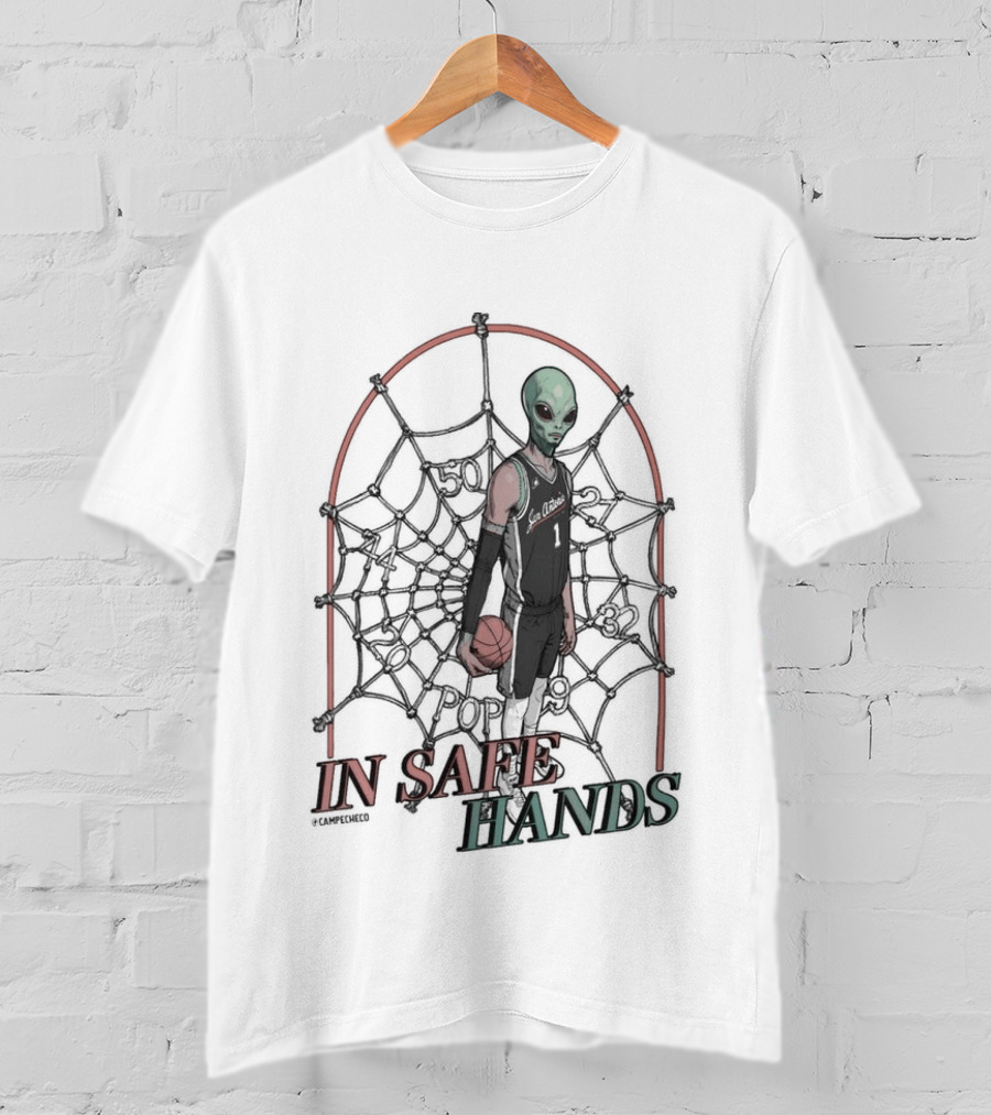 Spurs Victor Wembanyama Alien Spider Theme In Safe Hands T-Shirt