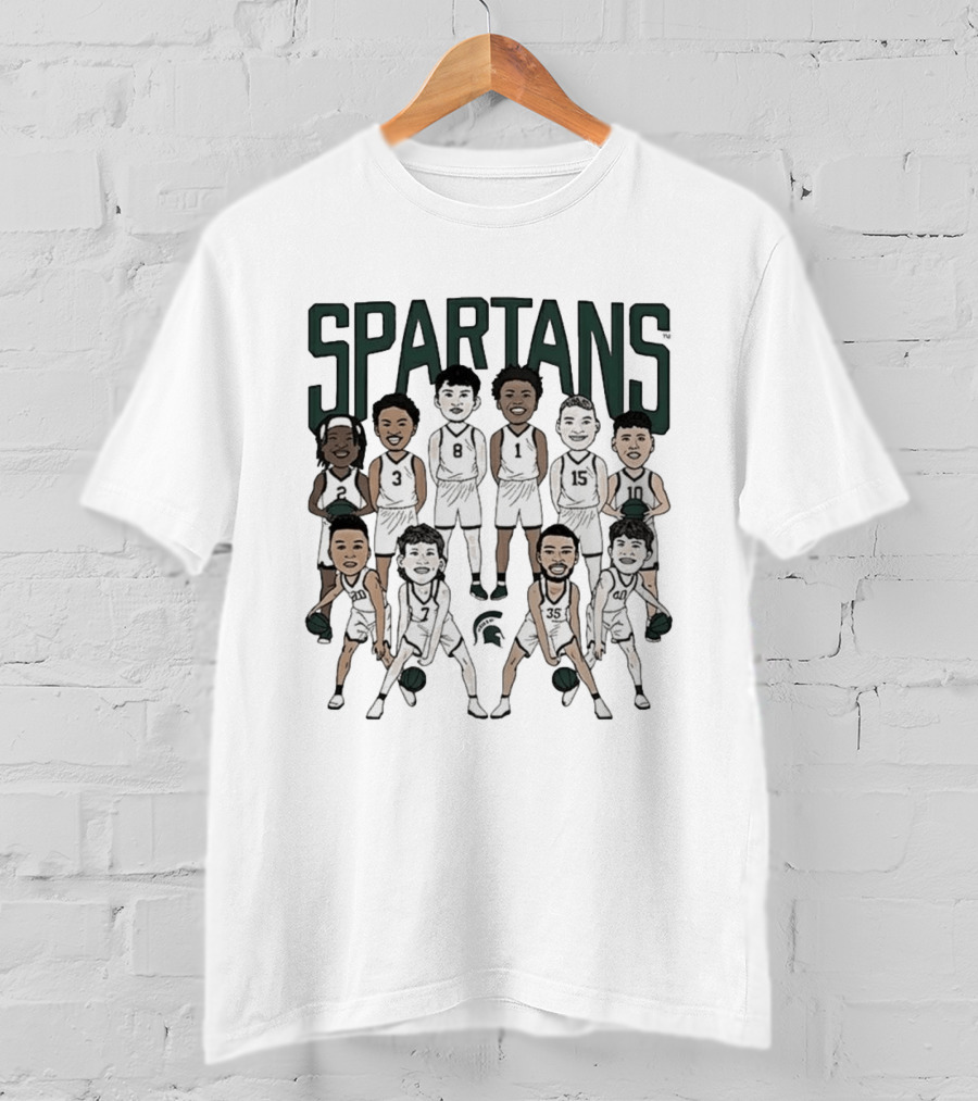 Michigan State Spartans Mens Basketball Team Caricature Players 3 8 1 15 10 35 T-Shirt