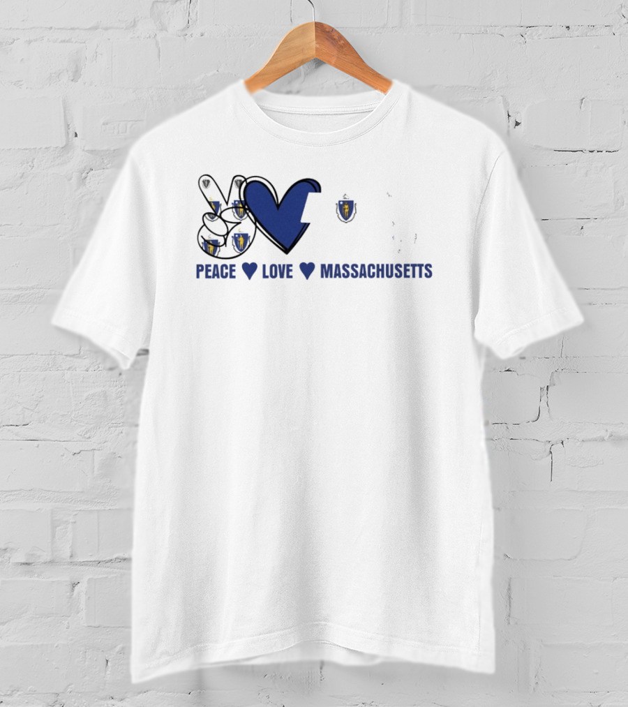Peace Love Massachusetts With State Map T-Shirt