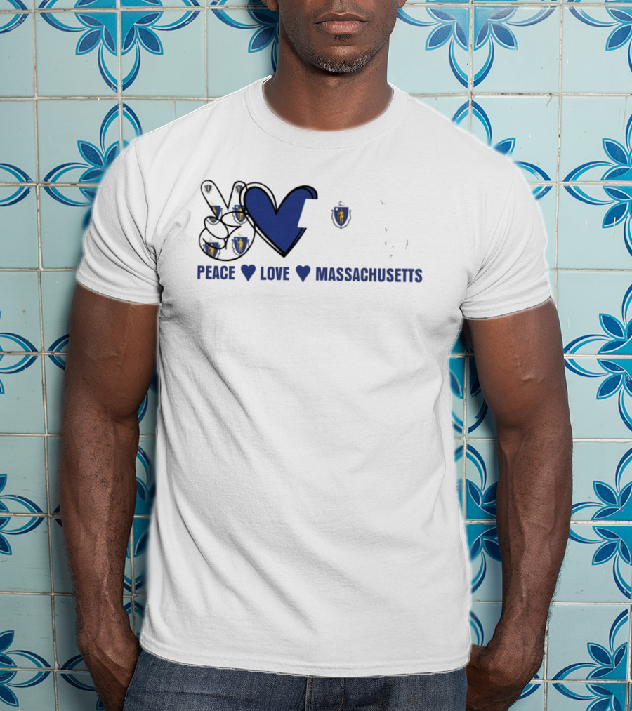 Peace Love Massachusetts With State Map T-Shirt