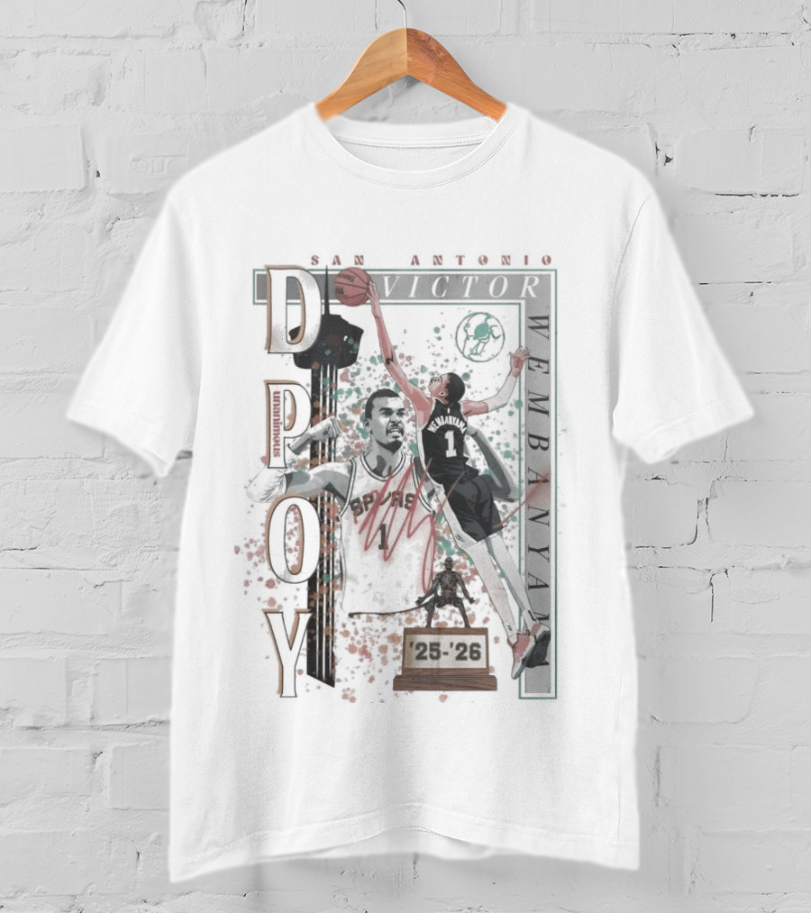 San Antonio Victor Wembanyama 2026 DPOY Basketball Spurs T-Shirt