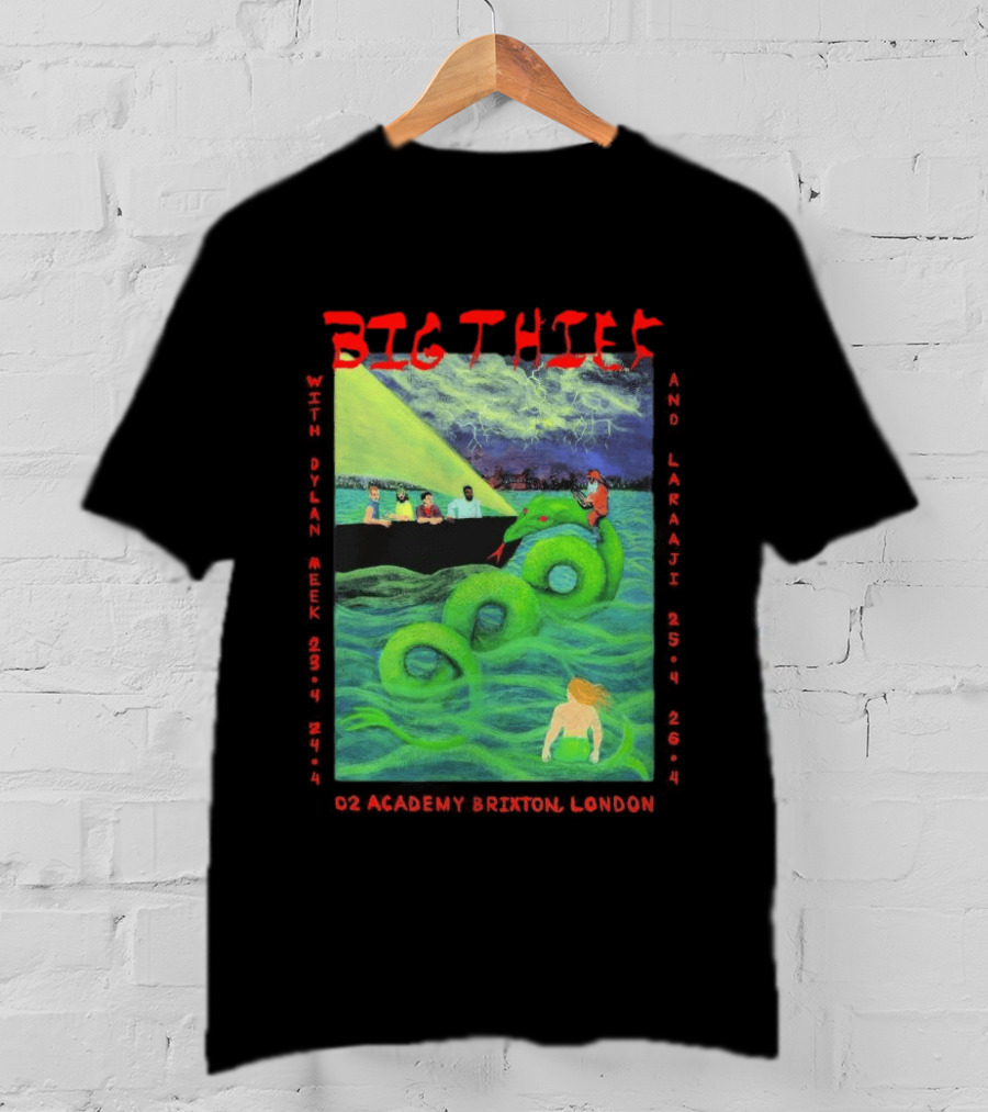 Big Thief Apr 23 2026 London Tour With Sea Serpent And Boat Scene T-Shirt