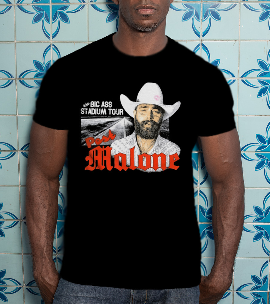 Post Malone Big Ass Stadium Tour Cowboy Hat Tattoo T-Shirt