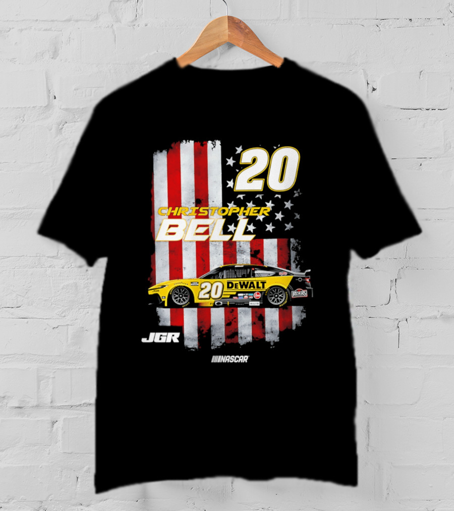 Christopher Bell 20 NASCAR DeWalt JGR Stars Stripes Racing T-Shirt