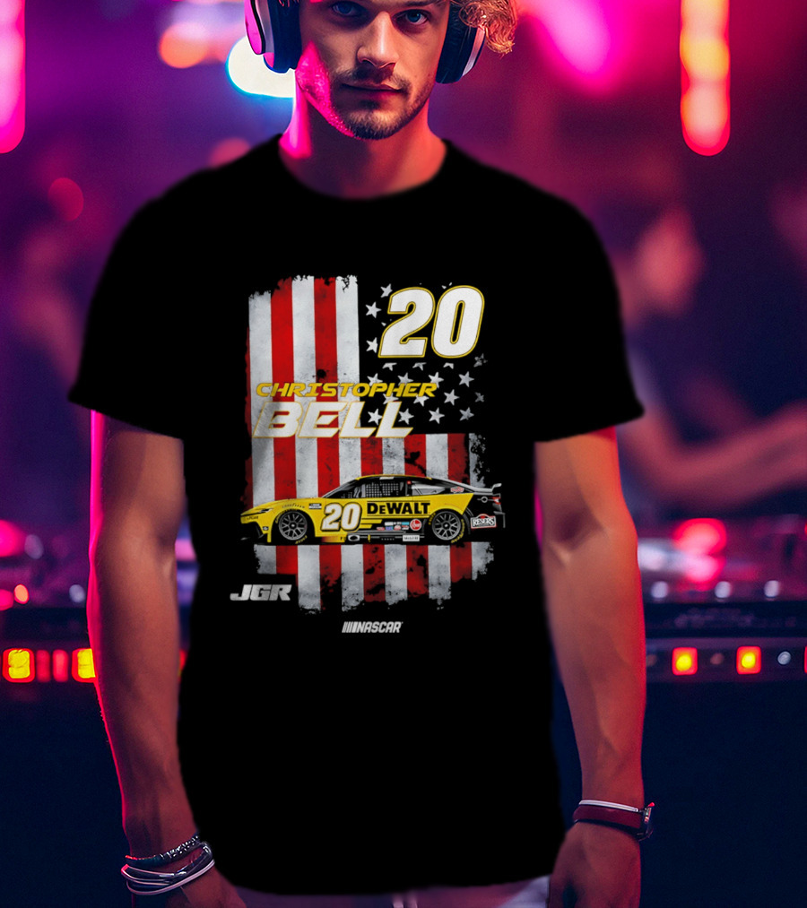 Christopher Bell 20 NASCAR DeWalt JGR Stars Stripes Racing T-Shirt