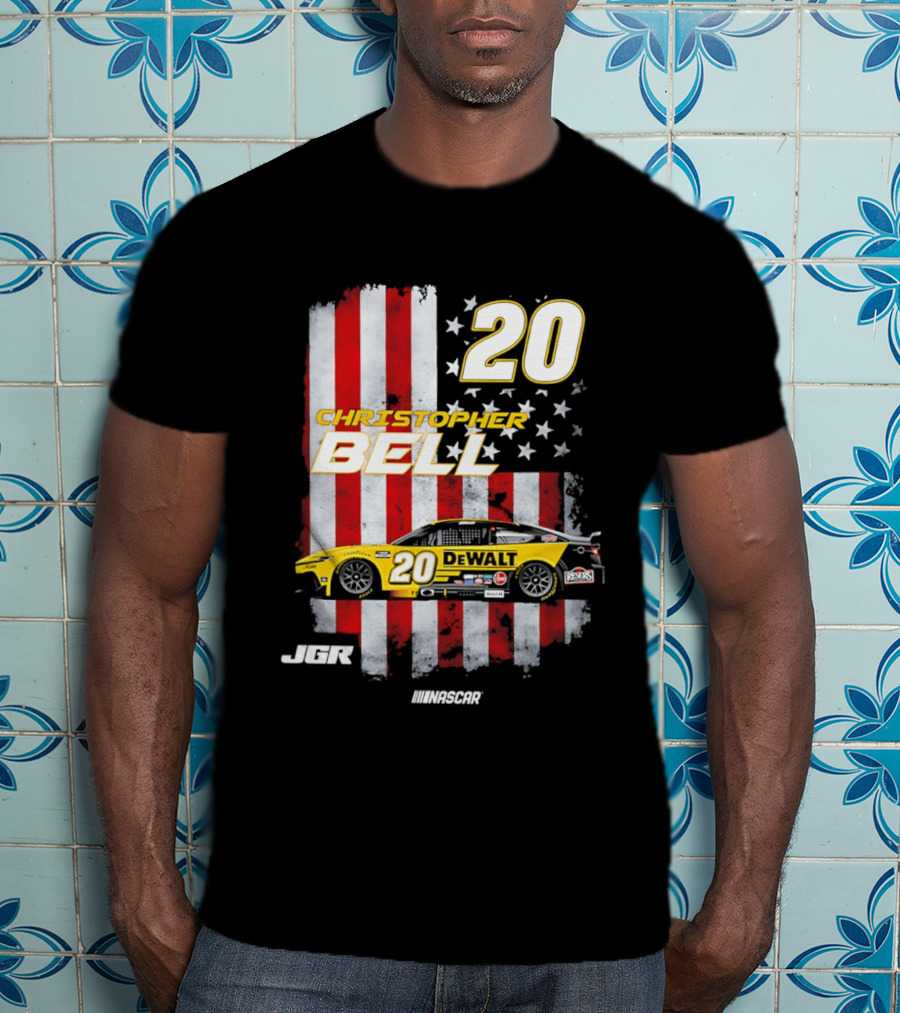 Christopher Bell 20 NASCAR DeWalt JGR Stars Stripes Racing T-Shirt