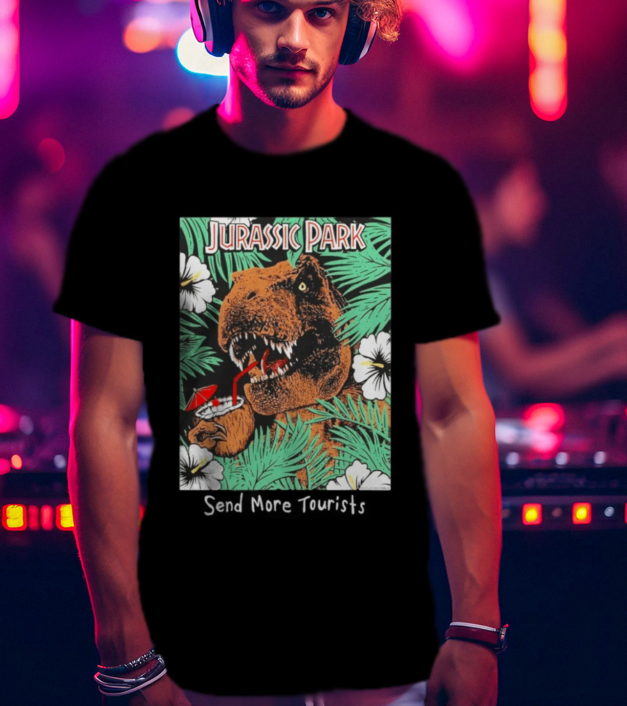Jurassic Park Send More Tourists Rex Tropical Drink Scene T-Shirt