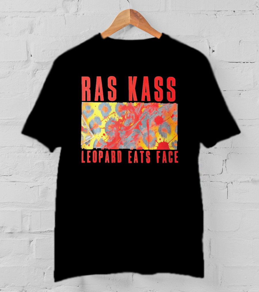 Ras Kass Leopard Eats Face Abstract Art With Blood Splatter And Animal Print T-Shirt