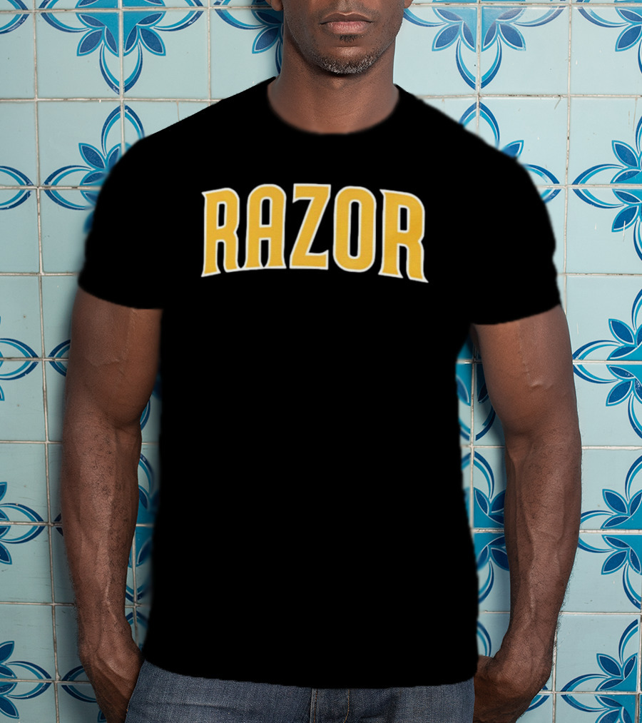 Razor Shines Montreal Expos MLB Yellow Retro Font T-Shirt