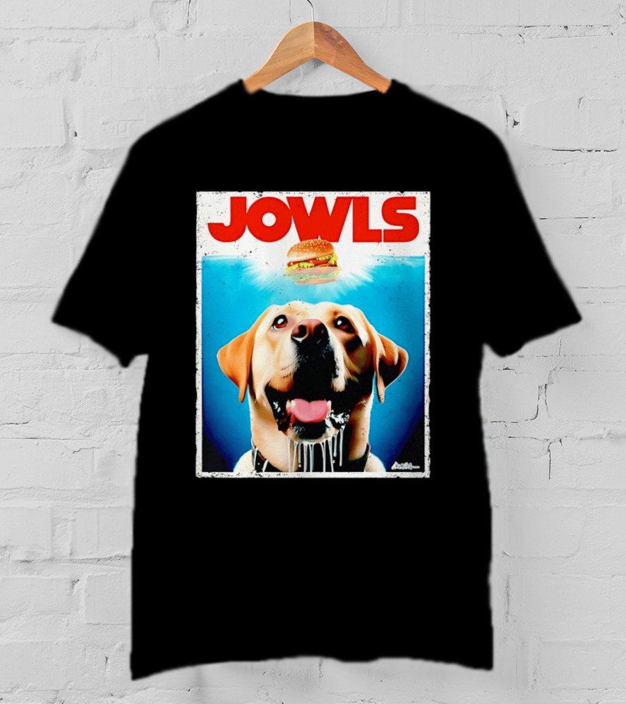 Jowls Labrador Dog Looking At Hamburger T-Shirt