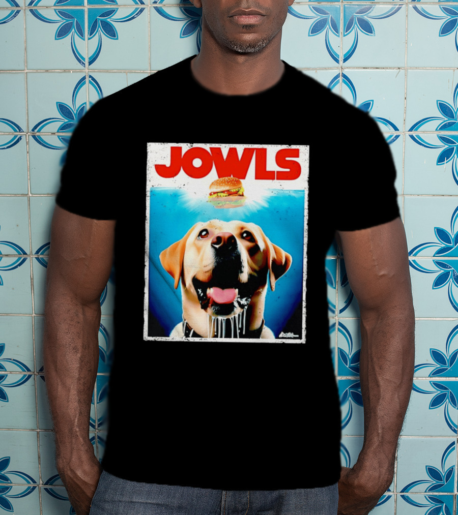 Jowls Labrador Dog Looking At Hamburger T-Shirt