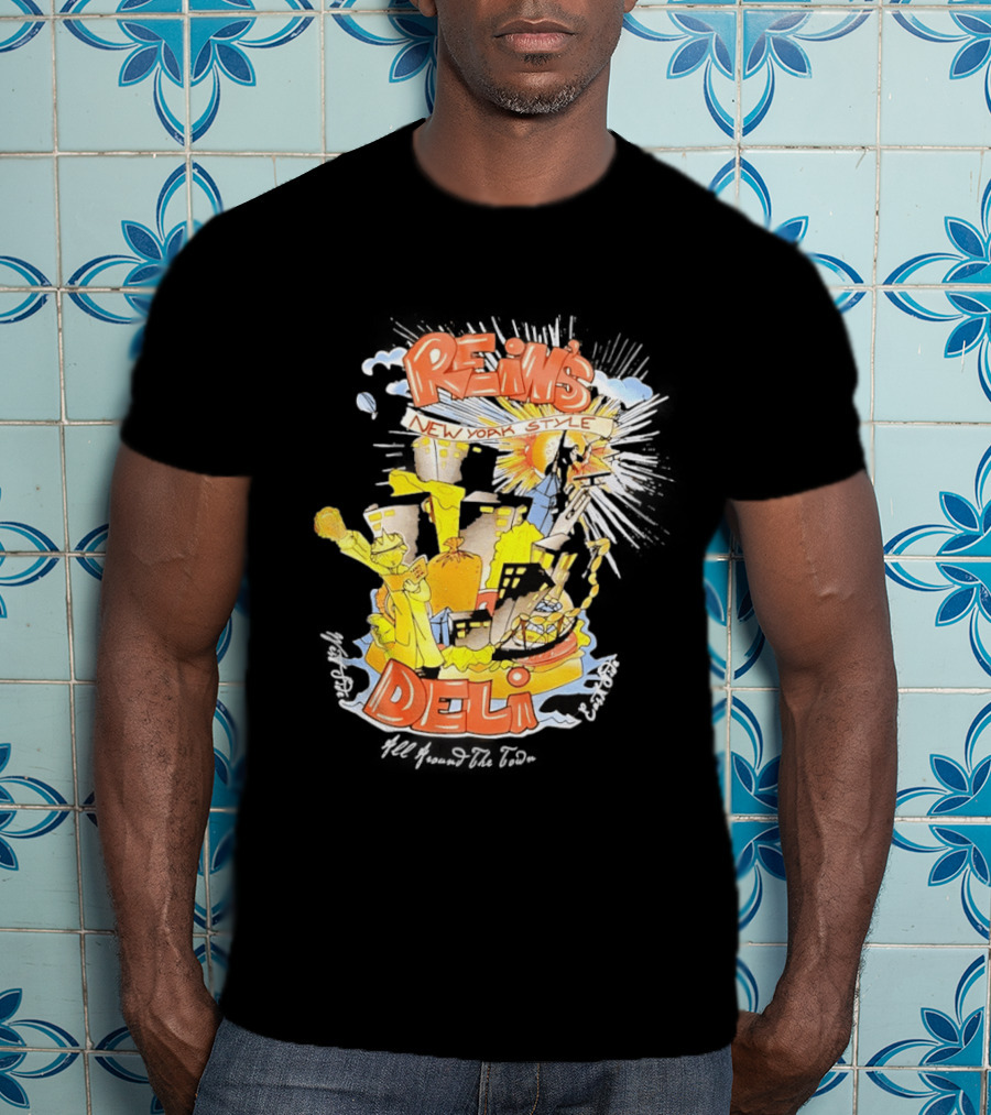 Rein's New York Style Deli Statue Of Liberty Cityscape Explosion T-Shirt
