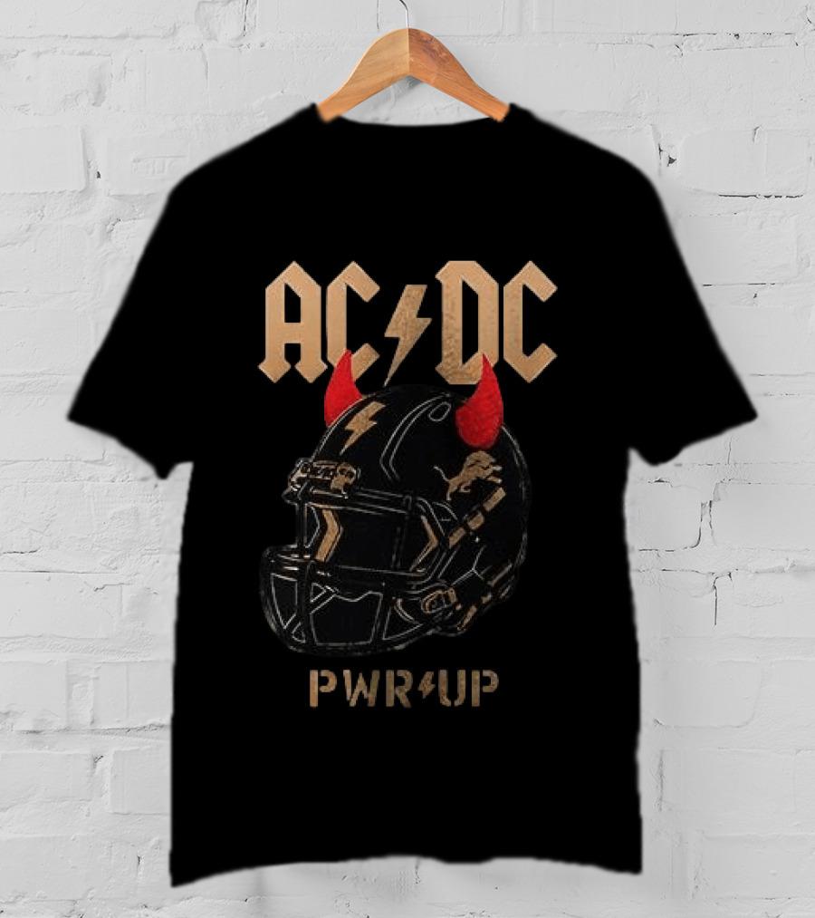 AC/DC PWR UP Detroit Lions Helmet Rock And Roll Tour T-Shirt