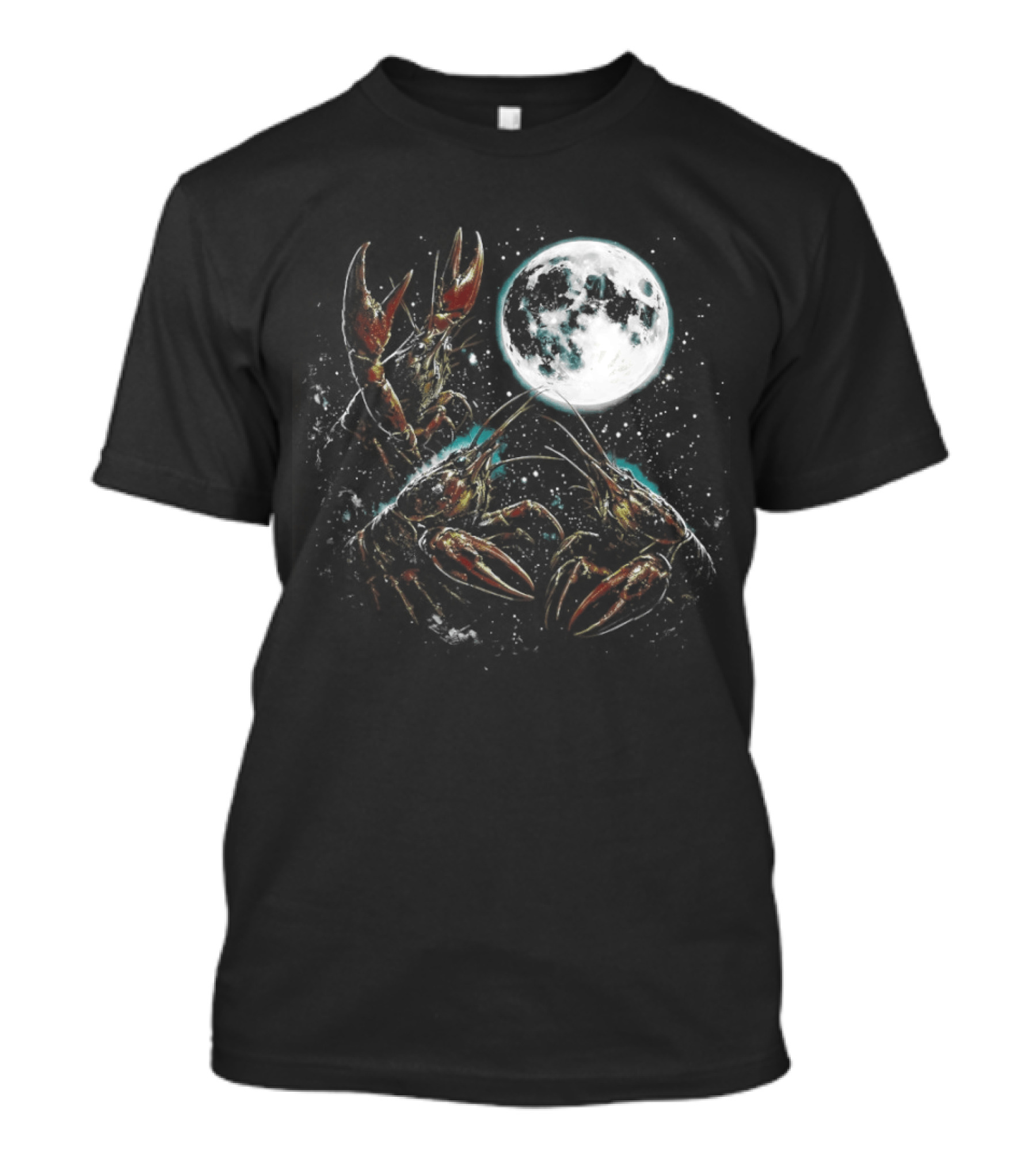 Three Crawfish Moon Galaxy Space Animal Lunar Crawdad Trio T-Shirt