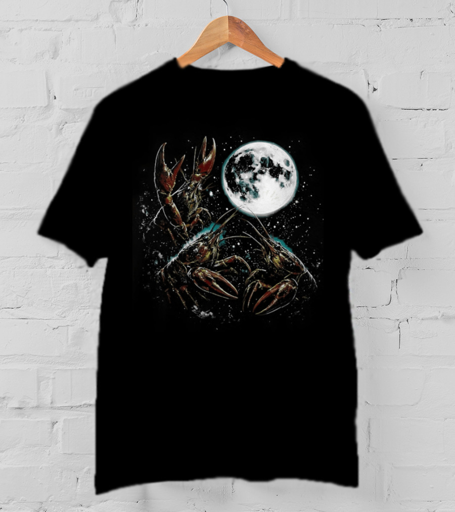 Three Crawfish Moon Galaxy Space Animal Lunar Crawdad Trio T-Shirt