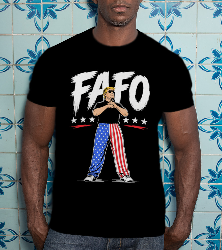 FAFO Patriotic USA Stars Stripes Pants With Figure And Shades T-Shirt