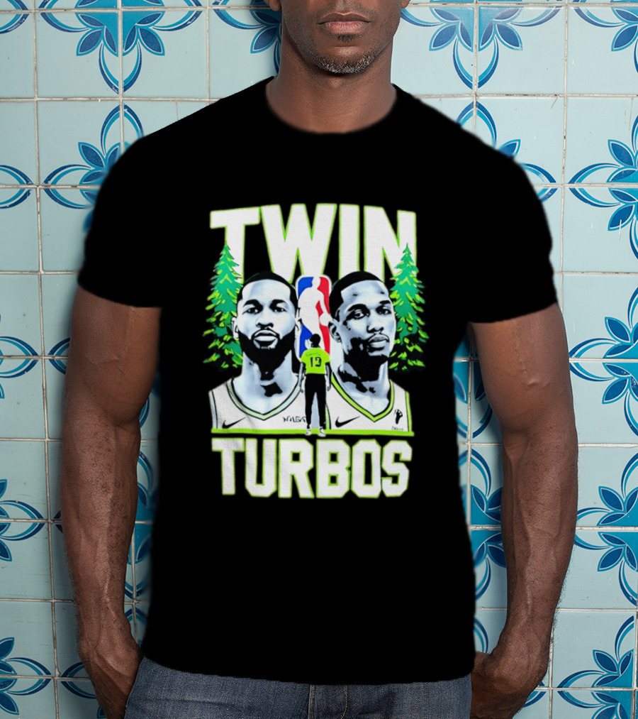 Twin Turbos Minnesota Timberwolves NBA Basketball Player Portraits T-Shirt