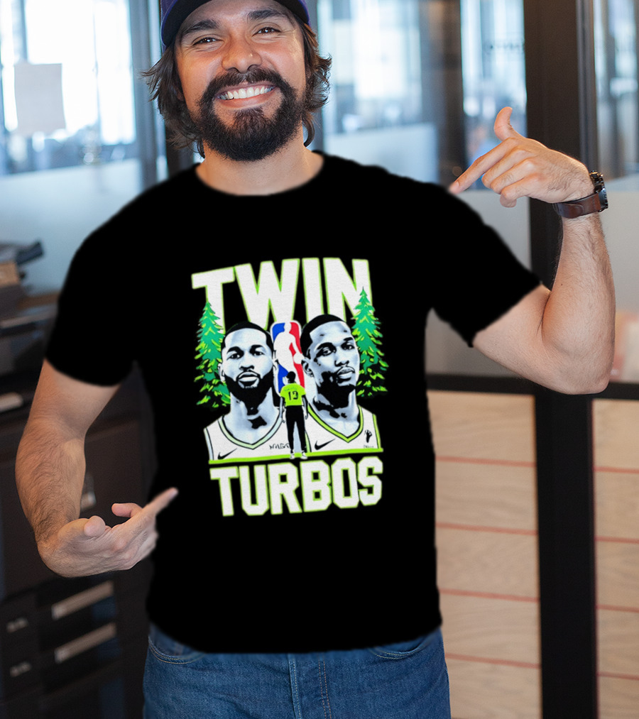 Twin Turbos Minnesota Timberwolves NBA Basketball Player Portraits T-Shirt