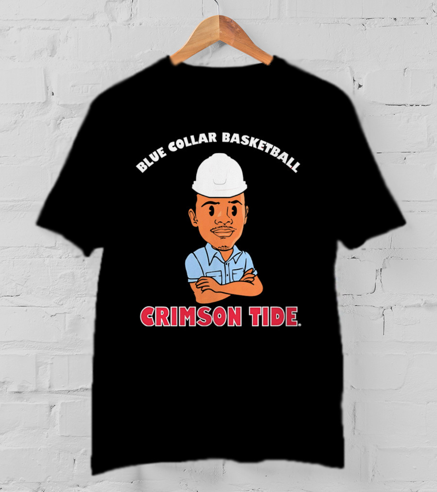 Crimson Tide Blue Collar Basketball Caricature T-Shirt
