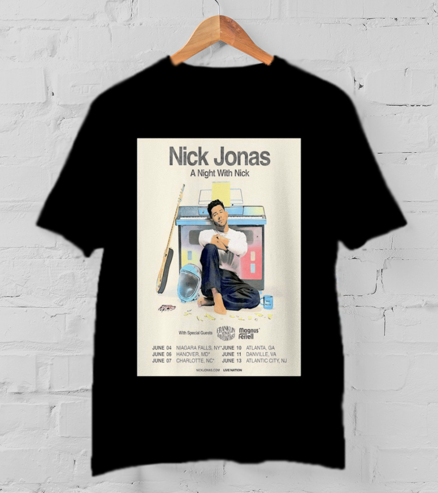Nick Jonas A Night With Nick Tour 2026 Franklin Jonas Magnus Ferrell Live Nation T-Shirt