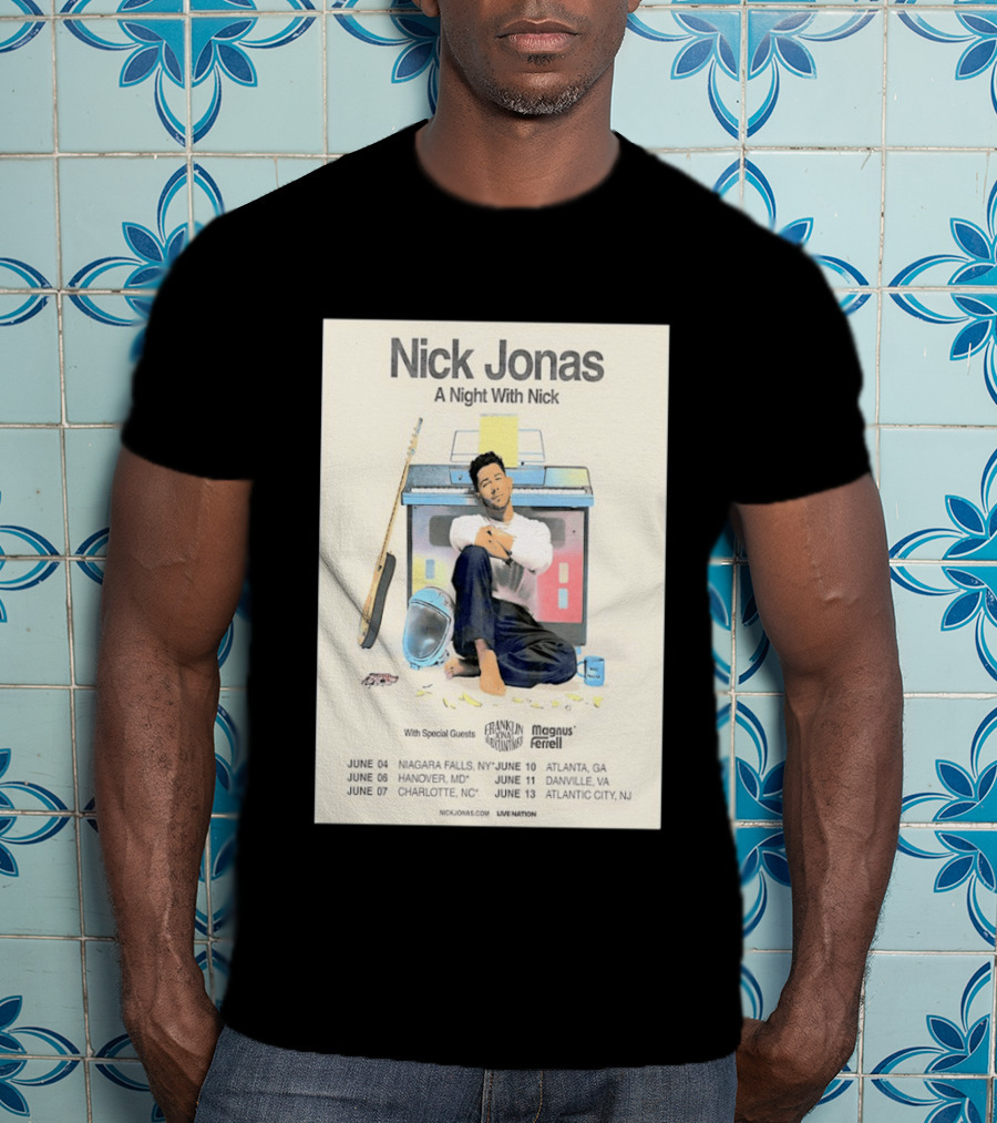 Nick Jonas A Night With Nick Tour 2026 Franklin Jonas Magnus Ferrell Live Nation T-Shirt