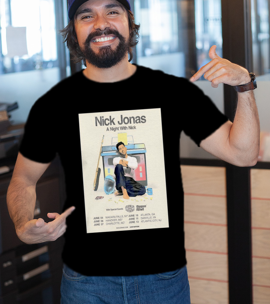 Nick Jonas A Night With Nick Tour 2026 Franklin Jonas Magnus Ferrell Live Nation T-Shirt