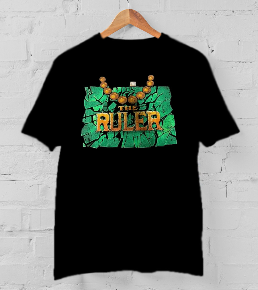 Oba Femi WWE The Ruler Gold Necklace Green Cracked Stone T-Shirt