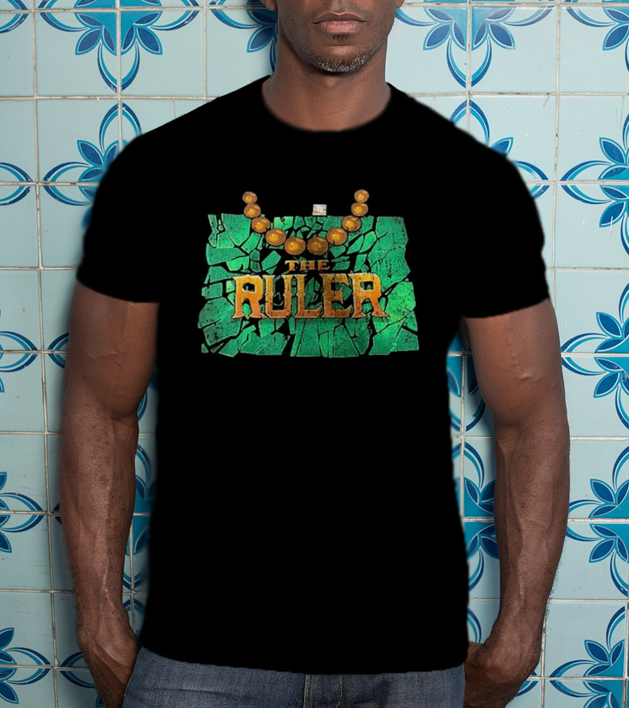 Oba Femi WWE The Ruler Gold Necklace Green Cracked Stone T-Shirt