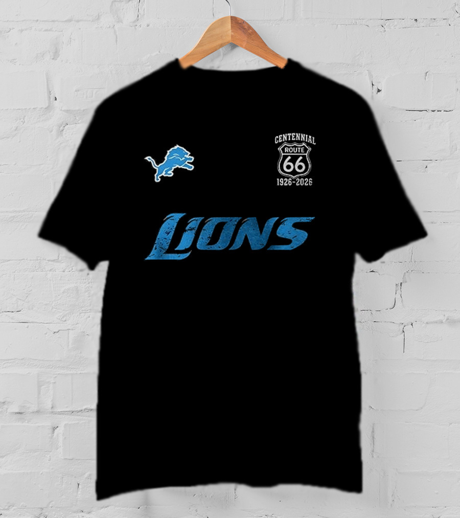 Detroit Lions Centennial Route 66 1926 2026 100th Anniversary T-Shirt