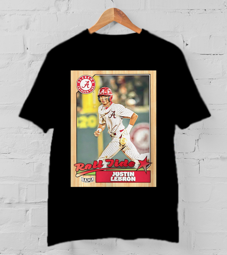 Justin Lebron Alabama Crimson Tide Roll Tide Bama Baseball Card T-Shirt