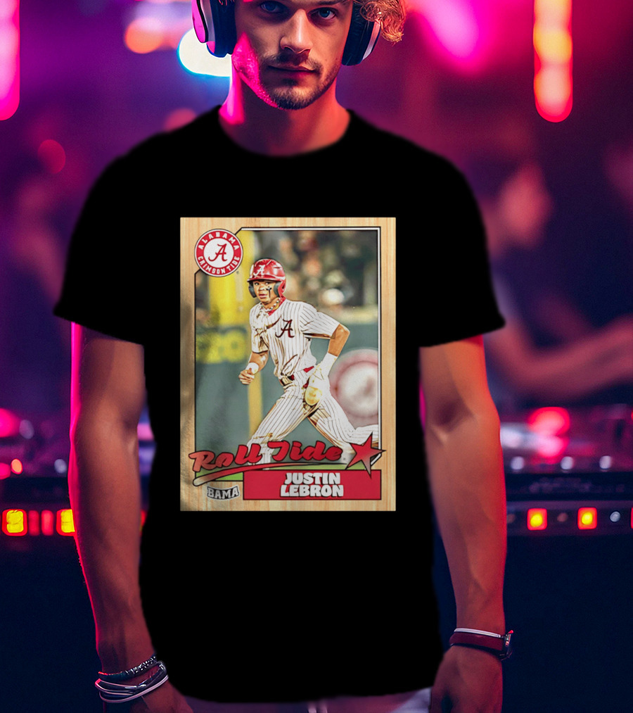Justin Lebron Alabama Crimson Tide Roll Tide Bama Baseball Card T-Shirt