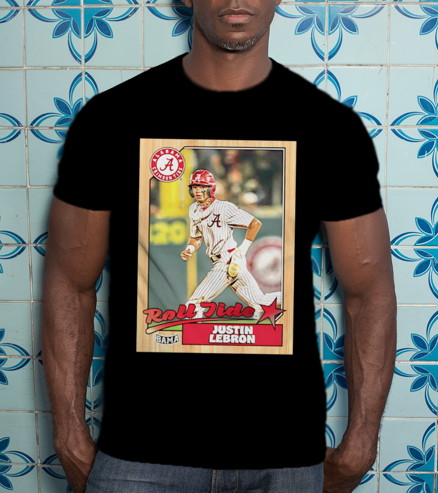 Justin Lebron Alabama Crimson Tide Roll Tide Bama Baseball Card T-Shirt