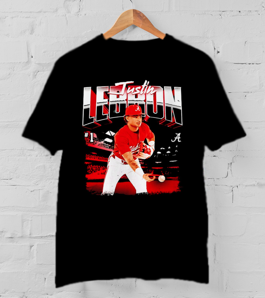 Justin Lebron Alabama Crimson Tide Baseball Player In Action T-Shirt