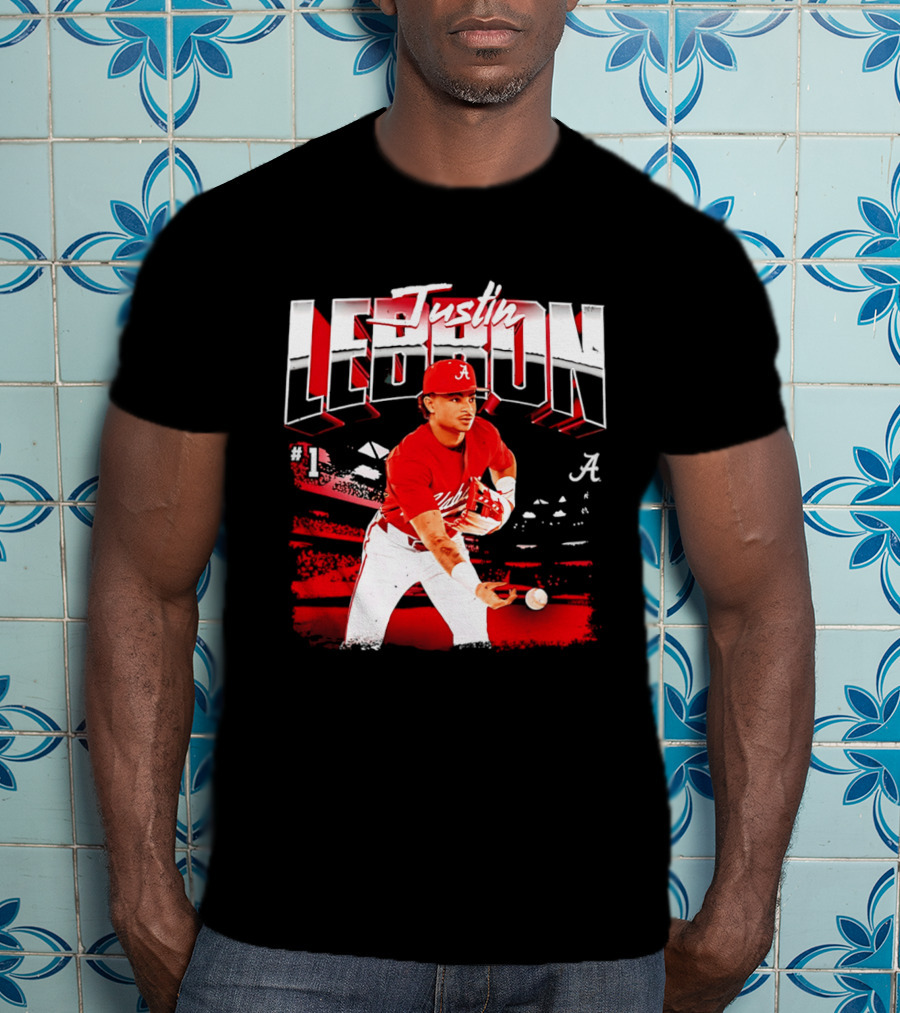 Justin Lebron Alabama Crimson Tide Baseball Player In Action T-Shirt